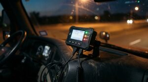 NC bus accident attorneys legal help — close-up of a public transit bus side mirror and door on a city street